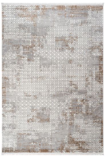 Verbina Abstract Grey Cream Bedroom Rug