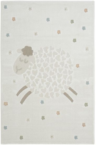 Smile85 Cream Beige Kids Patterned Bedroom Rug