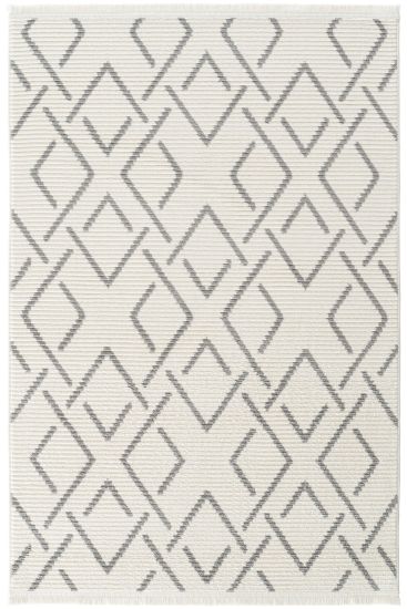 Vetpina Cream Grey Patterned Bedroom Rug