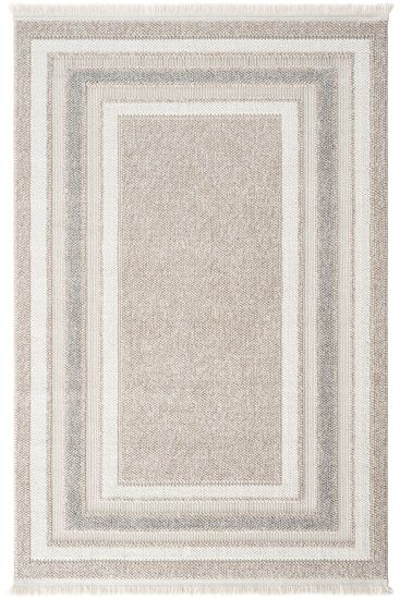 Miptasa Beige Cream Modern Bordered Bedroom Rug