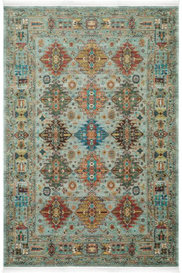 Viptrage Blue Multicolour Modern Persian & Oriental Bedroom Rug