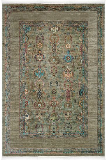 Viptrage Green Multicolour Persian & Oriental Bedroom Rug