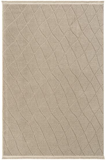 Neptork Beige Modern Patterned Living Room Rug