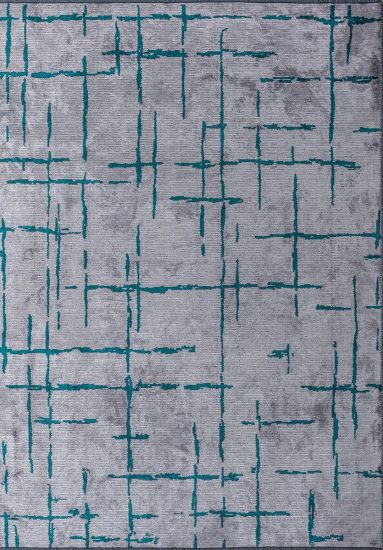 Grey & Green Abstract Indoor Outdoor Rug