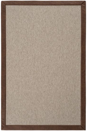 Grey & Brown Sipatal Bordered Dining Room Rug
