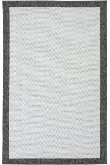 Elena85 Grey Black Plain Bordered Living Room Rug