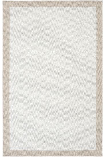 Elena85 Cream Beige Plain Bordered Living Room Rug