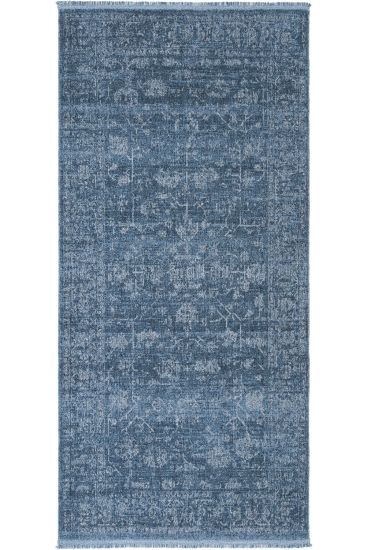 Zerina85 Blue Modern Patterned Bedroom Rug