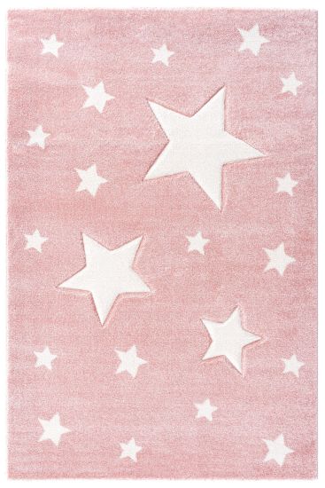 Cooptik Pink White Modern Kids Bedroom Rug