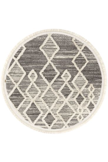 Saptrika Grey Cream Patterned Bedroom Rug