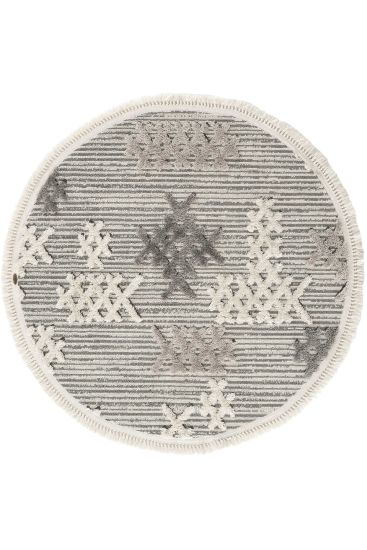 Saptrika Patterned Grey Cream Bedroom Rug