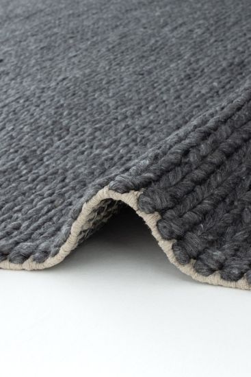 Eltape Charcoal Plain Living Room Rug
