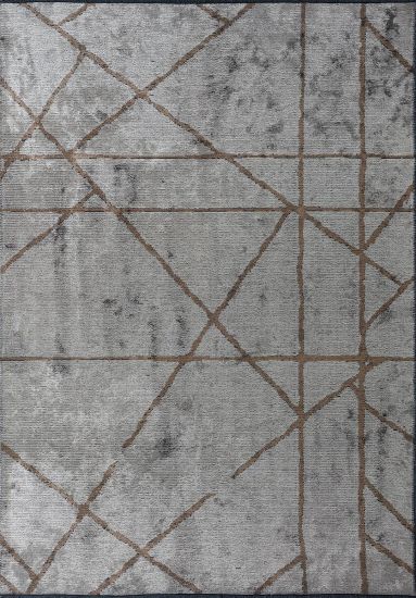Geometric Grey & Brown Lush Outdoor Rug