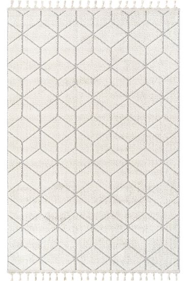 Breptis White Grey Geometric Living Room Rug