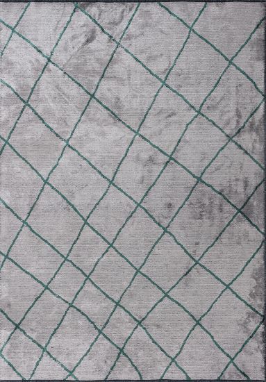 Ember Grey & Green Geometric Dining Room Rug