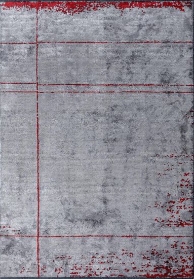 Saffron Grey & Red Abstract Outdoor Rug