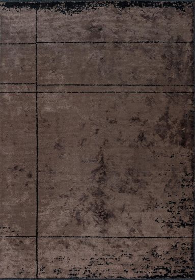 Brown & Black Saffron Abstract Dining Room Rug