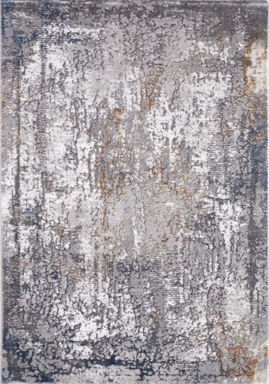 Mistren Grey Cream Abstract Bedroom Rug