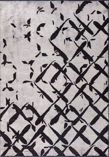 Tranquil Grey & Black Distressed Living Room Rug