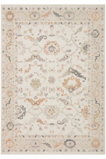 Patara85 Beige Patterned Bordered Living Room Rug