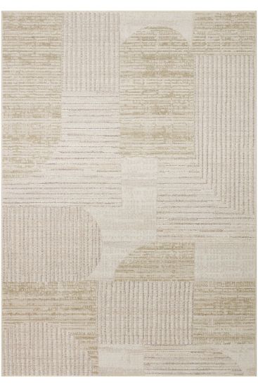 Patara85 Beige Copper Geometric Bedroom Rug