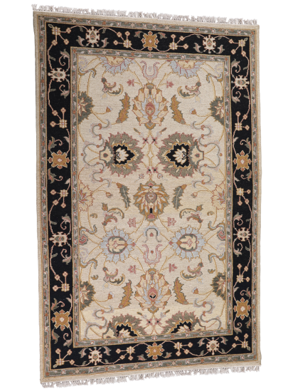 Traditional Beige Persian  Oriental Hand-Knotted Rug