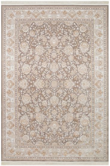 Zumrut85 Beige Grey Patterned Bordered Area Rug