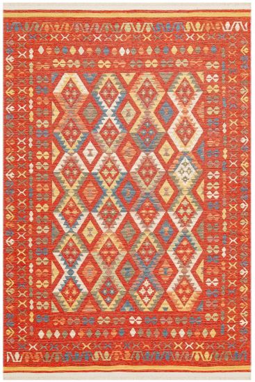Beykoz85 Geometric Bordered Multicolour Living Room Rug