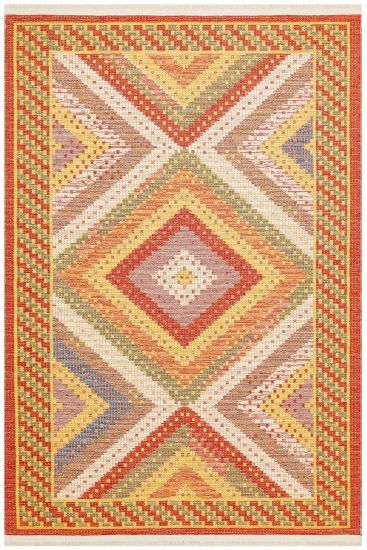 Beykoz85 Multicolour Geometric Bordered Area Rug