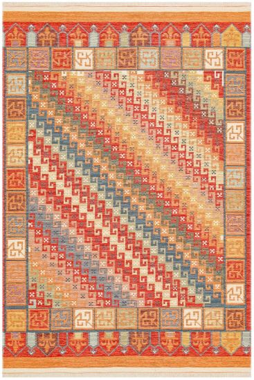 Multicolour Beykoz85 Geometric Bordered Living Room Rug