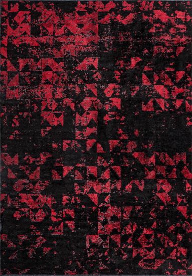 Motif Red & Black Abstract Indoor Outdoor Rug