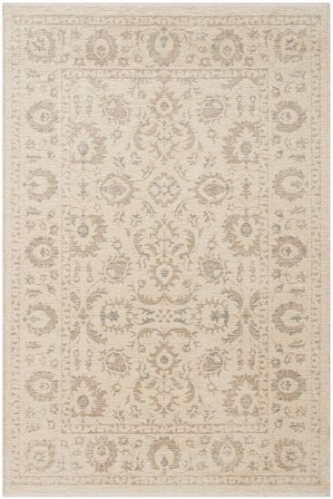 Azelia85 Beige Floral Bordered Indoor Rug
