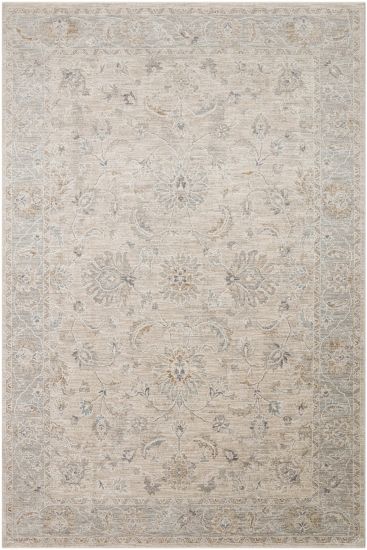 Bergama85 Beige Cream Floral Bordered Living Room Rug