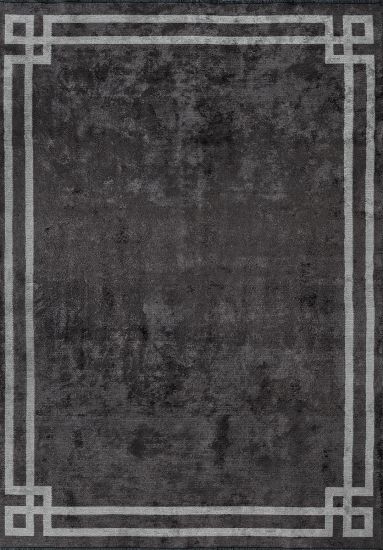 Hearthstone Grey Bordered Living Room Rug
