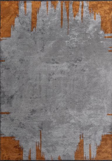 Grey & Orange Hearthfire Abstract Living Room Rug