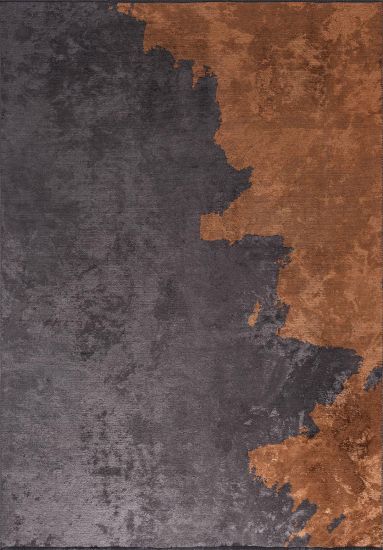 Croftweave Grey & Orange Abstract Dining Room Rug