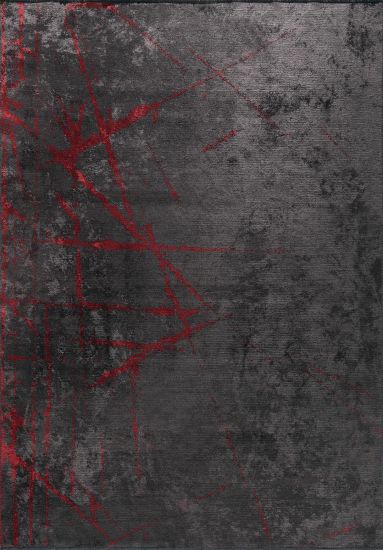 Shamrock Abstract Grey & Red Modern Rug