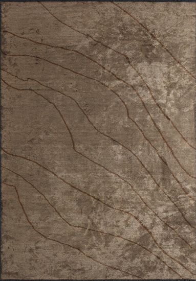 Curvy Brown Abstract Indoor Outdoor Rug