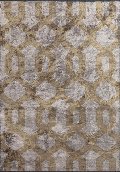 Medal Grey & Brown Geometric Area Rug