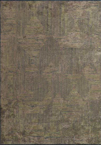 Glorious Green & Brown Living Room Geometric Rug