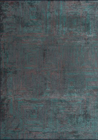 Glorious Blue & Brown Geometric Bedroom Rug
