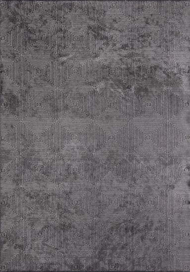 Grey Glittery Modern Geometric Living Room Rug
