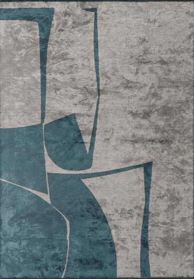 Evergreen Grey & Blue Abstract Living Room Rug