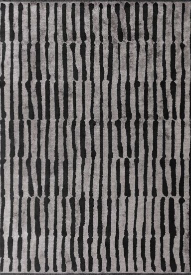 Dazzlingly Grey & Black Stripes Living Room Rug