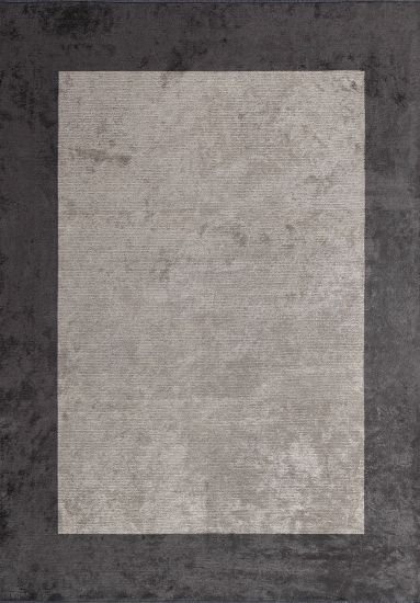 Sparkling Cream & Grey Bordered Living Room Rug