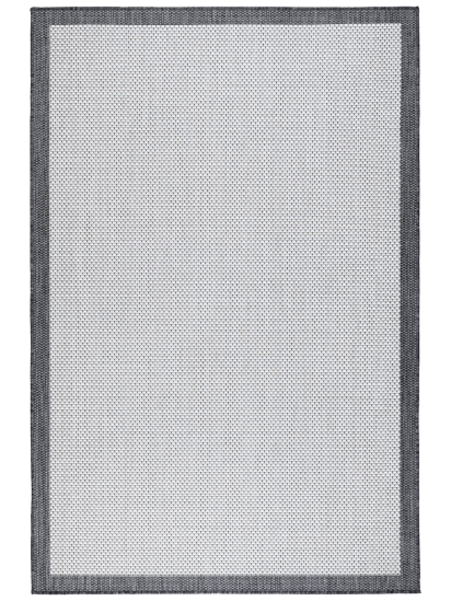 Fesco Grey Charcoal Plain Bordered Outdoor Area Rug