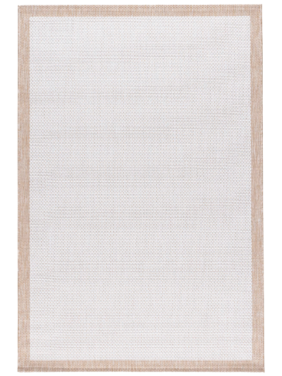 Elegance Cream Beige Plain Bordered Outdoor Area Rug