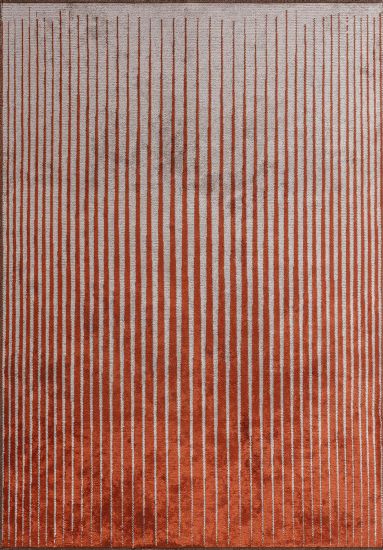 Equilibrium Orange & Grey Stripes Modern Rug