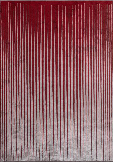Brighten Red & Grey Stripes Modern Rug