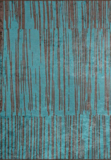 Brighten Blue & Brown Stripes Living Room Rug